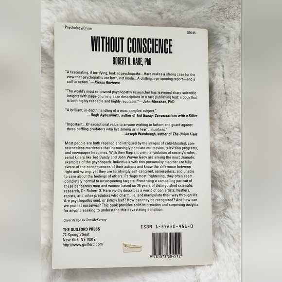 2/$10 Without Conscious by Robert D. Hare, Ph.D - Picture 2 of 2